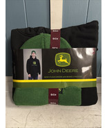NEW John Deere Men&#39;s Fleece Black Hoodie with Green Beanie Sizes S Small - $19.51
