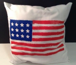 12 x 12 Square Pillow Patriotic Flag American Red White Blue Plush - $14.85