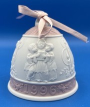 Lladro Christmas Bell Ceramic Ornament 1996 Pink Trim Spain (031842) (NO... - $12.09