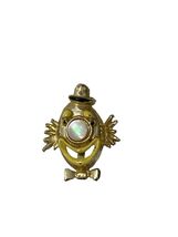 Vintage Gold Tone Anthropomorphic Egg Brooch Iridescent Cabochon Clown Pin - $14.40
