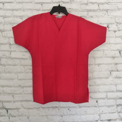 WS Fundamentals by White Swan Scrub Top Womens XS Red Short Sleeve V Neck - $11.99