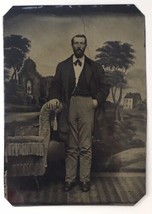 Antique Tintype of Distinguished &amp; Handsome Young Man Hand Tinted Cheeks - £16.21 GBP