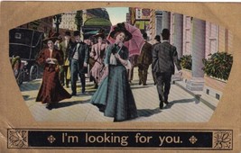 I&#39;m Looking For You Women Parasol Postcard D24 - £2.33 GBP