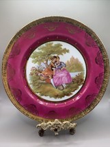 JWK Adler Bavaria Germany Courting Couple  Vibrant Gold Trim Vintage 10”D - $17.10