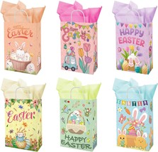 24pcs Happy Easter Gift Bags with 36pcs Purple Green Yellow Pink Tissue Paper Go - £23.94 GBP