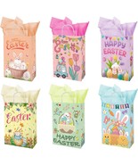 24pcs Happy Easter Gift Bags with 36pcs Purple Green Yellow Pink Tissue ... - £23.66 GBP