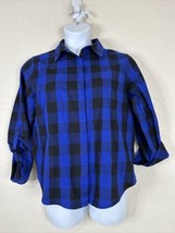 Allison Daley Womens Size 14 (XL) Blk/Blue Check Button-Up Shirt Long Sleeve - £11.37 GBP