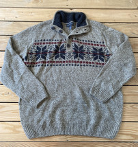 Tricots St Raphael Men’s Half button Pullover sweater Size L Tan O2 - $17.73