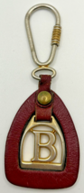 Vintage Leather Strap Letter B Gold Tone Clip/Keychain SKU B-15 - £11.79 GBP
