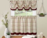 Tattersall Classic Plaid Tier and Valance Set Burgundy 58&quot;Wx24&quot;L 100% Po... - $17.09