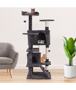 55&quot; Cat Tree Multi-Levels Condos Scratching Post Tower Play House, Dark ... - £57.85 GBP