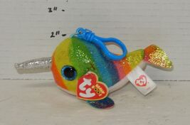Ty Beanie Baby NORI The narwhal Beanies Key Chain clip plush - $9.85