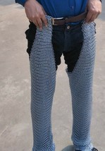 Medieval Battle Ready Chausses butted Chain Mail Leggings Galvanized armor - £93.22 GBP