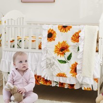 Girls Floral Nursery Bedding Yellow White Crib Bedding Sunflower Baby Blanket 3  - £84.97 GBP