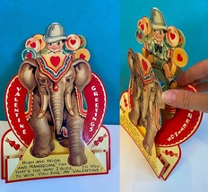 3-D Elephant Ride Valentine&#39;s Day Card Holiday Decoration Xl Big Shackman - £11.61 GBP
