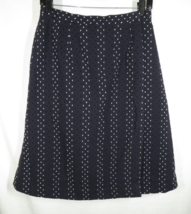 Talbots Women&#39;s Navy Clip Dot A-Line Cotton Wrap Midi Skirt Size 8 - $34.99