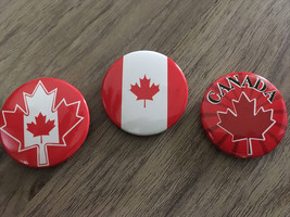 Canada Button Flag Country Canadian Day Pinback Pin Badge Badges Pins Lot 3x NEW - £3.54 GBP