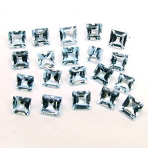 7.9Ct 20pc 4mm Natural Blue Topaz Setting Square Faceted Gemstones - £13.63 GBP