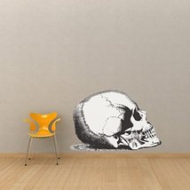 A Really Really Big Skull Wall Decal - Pen and Ink Style - 41&quot; wide x 27&quot; tall - £44.76 GBP