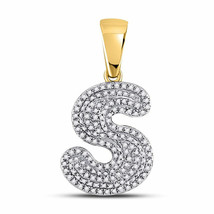 10kt Yellow Gold Round Diamond Letter S Bubble Initial Charm Pendant 1/2 Cttw - £513.73 GBP