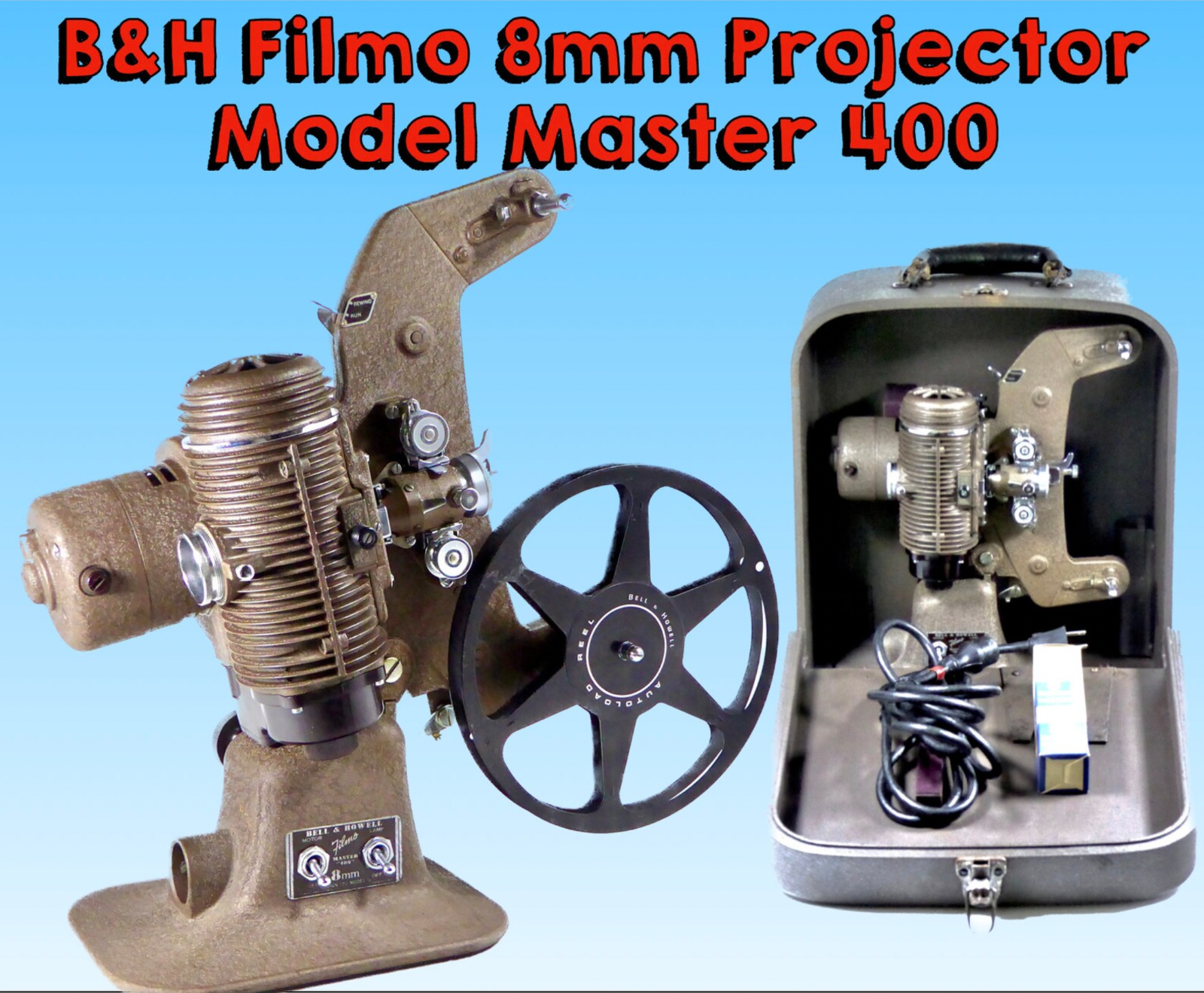 25% PRICE DROP: Refurbished 8mm Bell & Howell 400 Movie Projector, New Bulb - $134.99