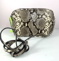 Michael Kors Embossed Leather Brown Snake Print Crossbody Bag Zip G1 - £63.30 GBP