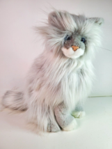 Douglas Cuddle Toys Sylvia Silver Tipped Angora Cat Plush w/Tag 12in Vintage - £107.83 GBP