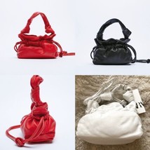 Zara Genuine Lamb Leather Gathered Pleated Bags - £55.08 GBP