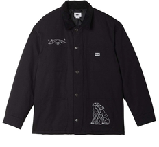 New Urban Outfitters OBEY Friendly Work Jacket  $180 MEDIUM Black  - £68.51 GBP