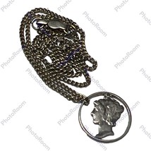 Mercury Dime Cutout Necklace 90% Silver with Sterling Chain - $1,443.42 MXN