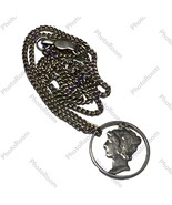 Mercury Dime Cutout Necklace 90% Silver with Sterling Chain - $104.85 CAD