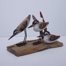 Artisan Handcrafted Folk Art Sandpiper Seabird Trio Beach House Decor - $121.99