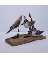 Artisan Handcrafted Folk Art Sandpiper Seabird Trio Beach House Decor - £92.36 GBP