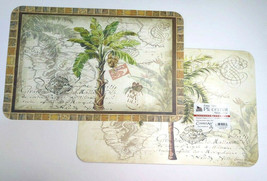 Palm Tree Placemats CounterArt Reversible 17x11&quot; Set of 4 Double Sided V... - £25.33 GBP