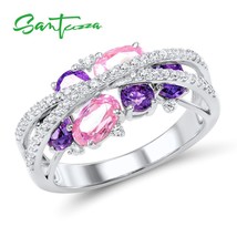 Silver Rings For Women Genuine 925 Sterling Silver Shimmering Amethyst Pink Cubi - £24.55 GBP