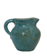 Vintage Pisgah Forest Pottery 1949 Creamer Turquoise w/ Pink Signed Stephen - $43.69