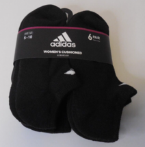 Adidas Women&#39;s 6 Pair Aeroready Black No Show Socks Shoe Size 5-10 Cushi... - £14.71 GBP