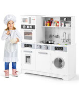 Pretend Play Kitchen Wooden Toy Set Kitchen Accessory Playset with Real ... - $3,039.45 MXN