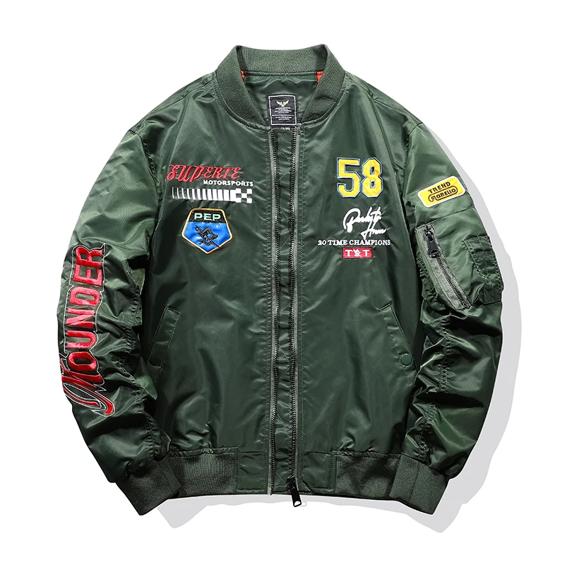 2021  Bomber Jacket Men Pilot Air Force Loose Jacket Vintage Embroidery Baseball - £131.81 GBP