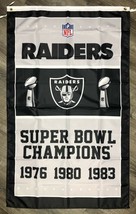 Oakland Raiders 3x Super Bowl Championship Flag 3x5 ft Sports Banner Vertical - £12.48 GBP