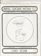 Animal Crackers Pattern Co Sewing Pattern 1984 Chef Eclair 16&quot; Hat &amp; Apron 2for1 - £3.98 GBP