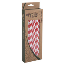 Appetito Paper Straws (Pack of 50) - Red Stripes - £23.91 GBP