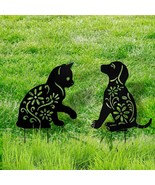Animal Silhouette Garden Yard Lawn Stake 2 Pc Sets CAT or DOG Outdoor Ho... - $29.67 CAD+