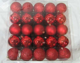 Wondershop Red Sparkle 50 count Shatter proof Christmas 2.5&quot; Ornaments Set - £23.97 GBP
