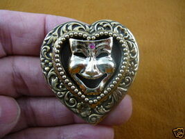 (BR-200) Theater mask face pink bindi heart lover pin pendant - $18.89