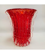 Stefano Toso Murano Art Glass Vase, Red with Bubbles and Gold Flecks - £934.27 GBP