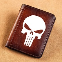 Leather men wallets military skull symbol printing short card holder purse billfold men thumb200