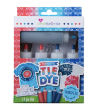 CreateBasics Patriotic Tie Dye Kit, 31 Piece Kit (Red, Navy, Turquiose Dye) - £13.20 GBP
