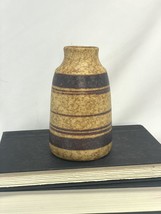 Vintage 1970&#39;s Pottery Craft Bud Vase, Tan Brown Stripes, California Sto... - £19.65 GBP