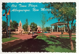 Old Town Plaza Albuquerque New Mexico Church Flags NM UNP Postcard c1970s 4x6 - $5.99